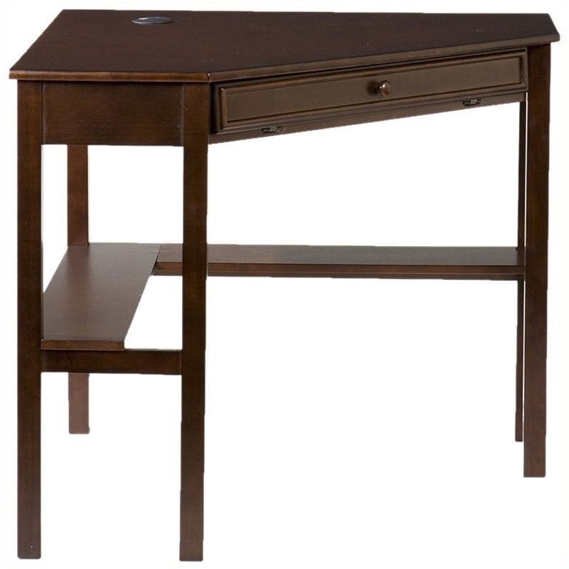 Bowery Hill Transitional Wood Corner Computer Desk in Rich Espresso