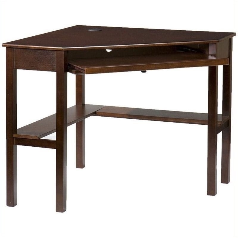 Bowery Hill Transitional Wood Corner Computer Desk in Rich Espresso