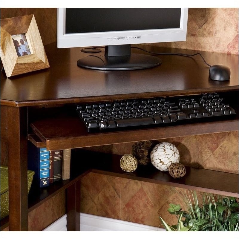 Bowery Hill Transitional Wood Corner Computer Desk in Rich Espresso