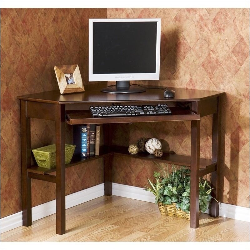 Bowery Hill Transitional Wood Corner Computer Desk in Rich Espresso