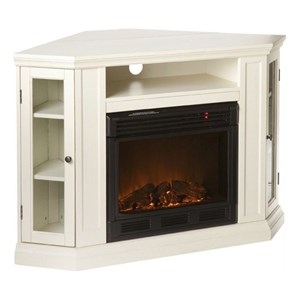 Bowery Hill Traditional Wood Electric Fireplace Stand for TVs up to 48&quot in Ivory