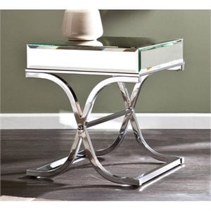 bowery hill mirrored end table in chrome