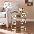 Bowery Hill Round End Table in Champagne