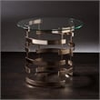 Bowery Hill Round End Table in Champagne