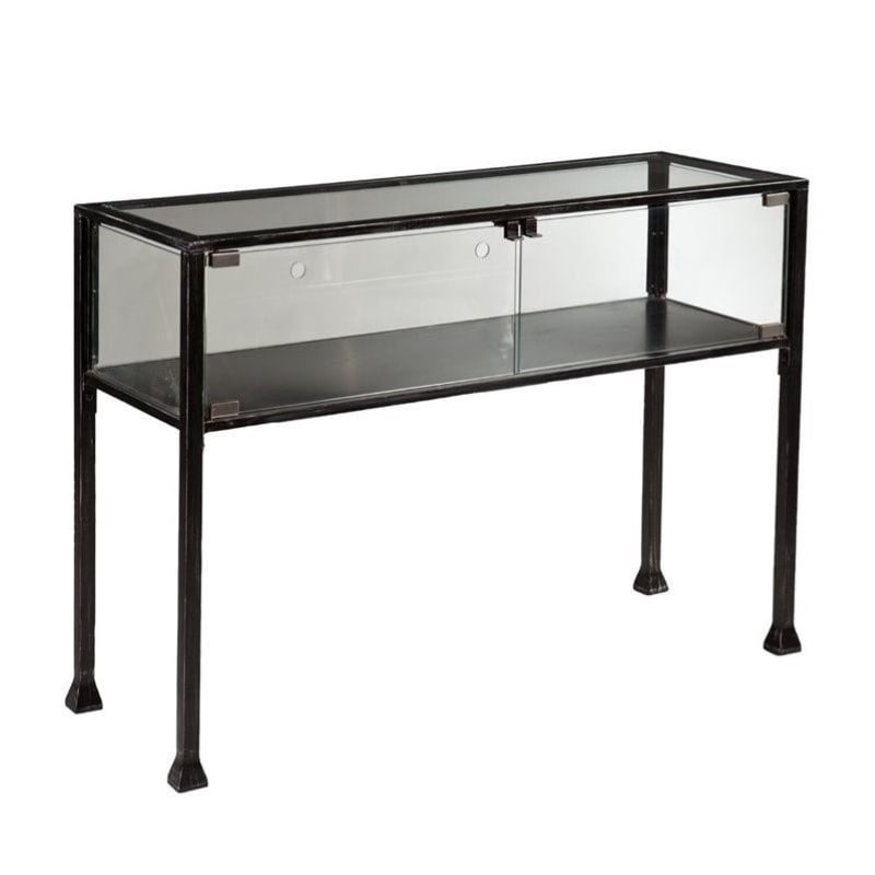 Bowery Hill Display Console Table in Black and Silver Finish