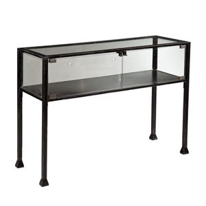 Bowery Hill Display Console Table in Black and Silver Finish