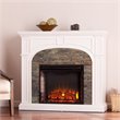 Bowery Hill Faux Stone Electric Fireplace in White - BH-656615