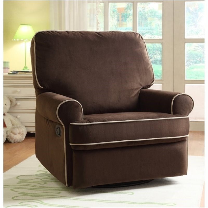 Bowery Hill Fabric Swivel Glider Recliner in Brown BH449646