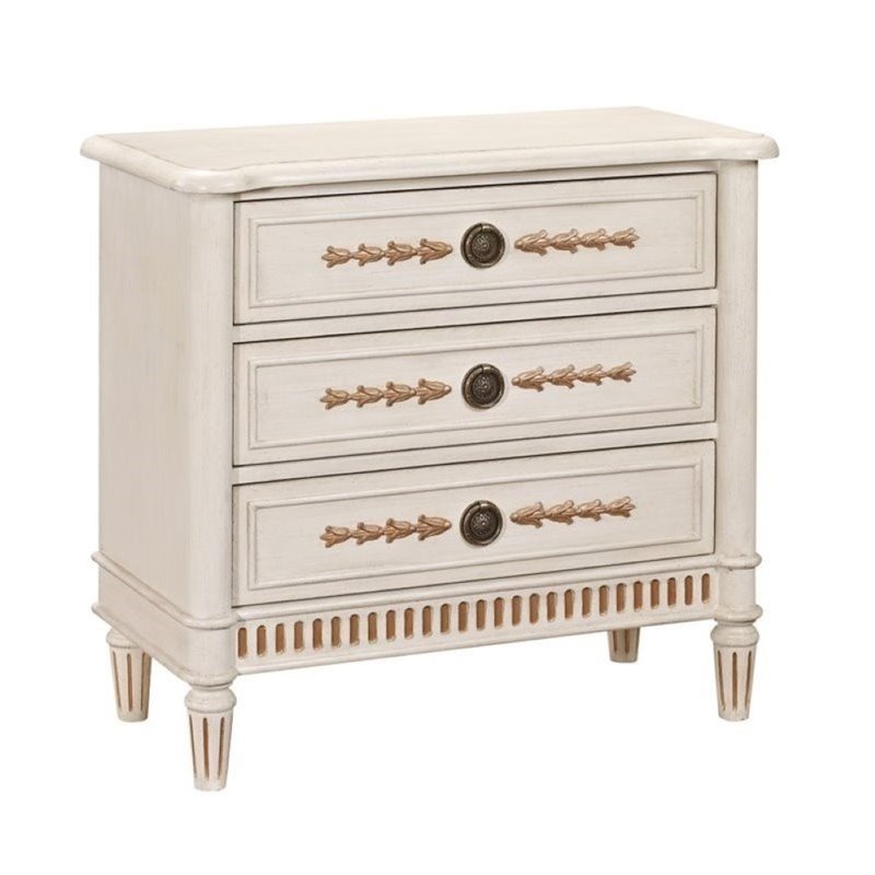Bowery Hill 3 Drawer Fluted Chest In Soft White 684357007334 Ebay