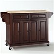Bowery Hill Traditional Wood Kitchen Cart in Mahogany/Natural