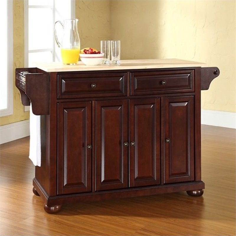 Bowery Hill 2-Drawer Traditional Wood Kitchen Island in Mahogany