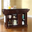 Bowery Hill Traditional Wood Kitchen Island w/ Granite Top in Mahogany/Black