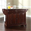 Bowery Hill Traditional Wood Kitchen Island w/ Stainless Steel Top in Mahogany