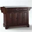 Bowery Hill Traditional Wood Kitchen Island w/ Stainless Steel Top in Mahogany