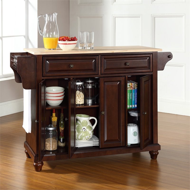 Bowery Hill Traditional Wood Kitchen Island in Mahogany/Natural