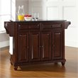 Bowery Hill Traditional Wood Kitchen Island with Granite Top in Mahogany/Black