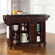 Bowery Hill Traditional Wood Kitchen Island with Granite Top in Mahogany/Black