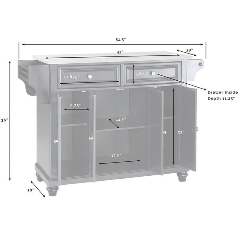 Bowery Hill Traditional Wood Kitchen Island with Granite Top in Mahogany/Black