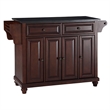 Bowery Hill Traditional Wood Kitchen Island with Granite Top in Mahogany/Black