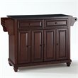Bowery Hill Traditional Wood Kitchen Island with Granite Top in Mahogany/Black