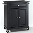 Bowery Hill Solid Black Granite Top Kitchen Cart in Black