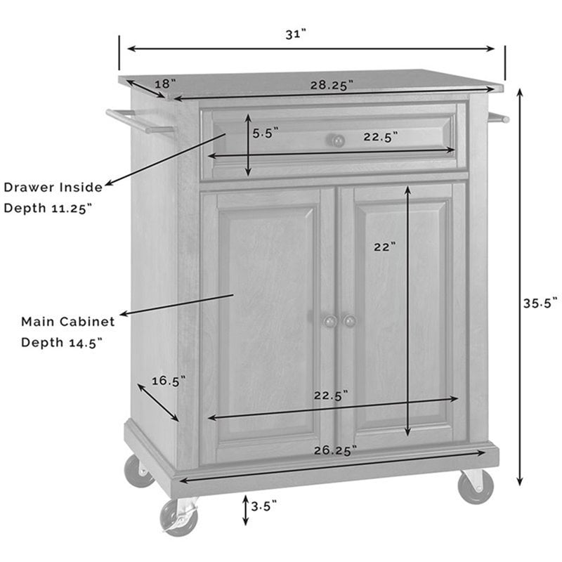 Bowery Hill Traditional Wood Kitchen Cart with Granite Top in Mahogany/Black