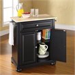 Bowery Hill Natural Wood Top Kitchen Island in Black