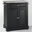 Bowery Hill Stainless Steel Top Kitchen Island in Black
