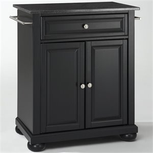 Bowery Hill Solid Black Granite Top Kitchen Island