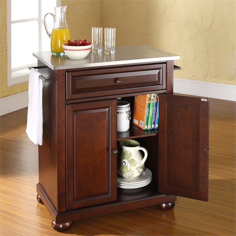 Bowery Hill 1-Drawer Traditional Wood Kitchen Island in Mahogany