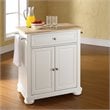 Bowery Hill Natural Wood Top Kitchen Island in White