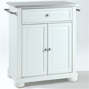 Bowery Hill Stainless Steel Top Kitchen Island in White