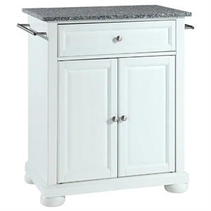 Bowery Hill Traditional Wood Kitchen Island with Granite Top in White