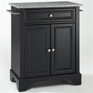 Bowery Hill Solid Granite Top Kitchen Island in Black