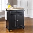 Bowery Hill Natural Wood Top Kitchen Island in Black