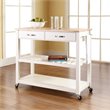 Bowery Hill 2-Drawer Wood Kitchen Cart Island in White/Natural