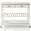 Bowery Hill 2-Drawer Wood Kitchen Cart Island in White/Natural