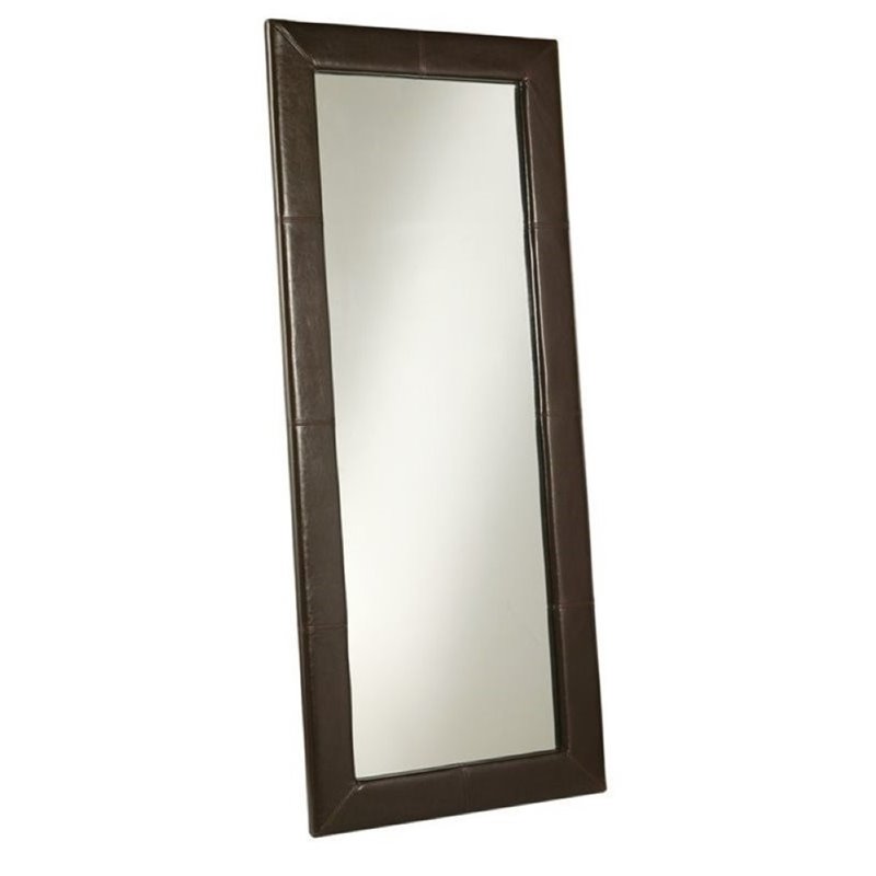 bowery hill leather floor mirror in brown bh 448895 bowery hill leather floor mirror in brown bh 448895