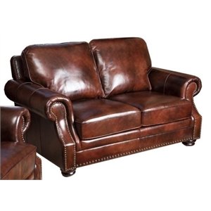 Bowery Hill Leather Loveseat in Brown