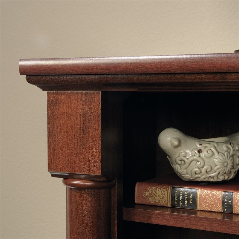 Bowery Hill Contemporary Wood Computer Desk with Hutch in Cherry