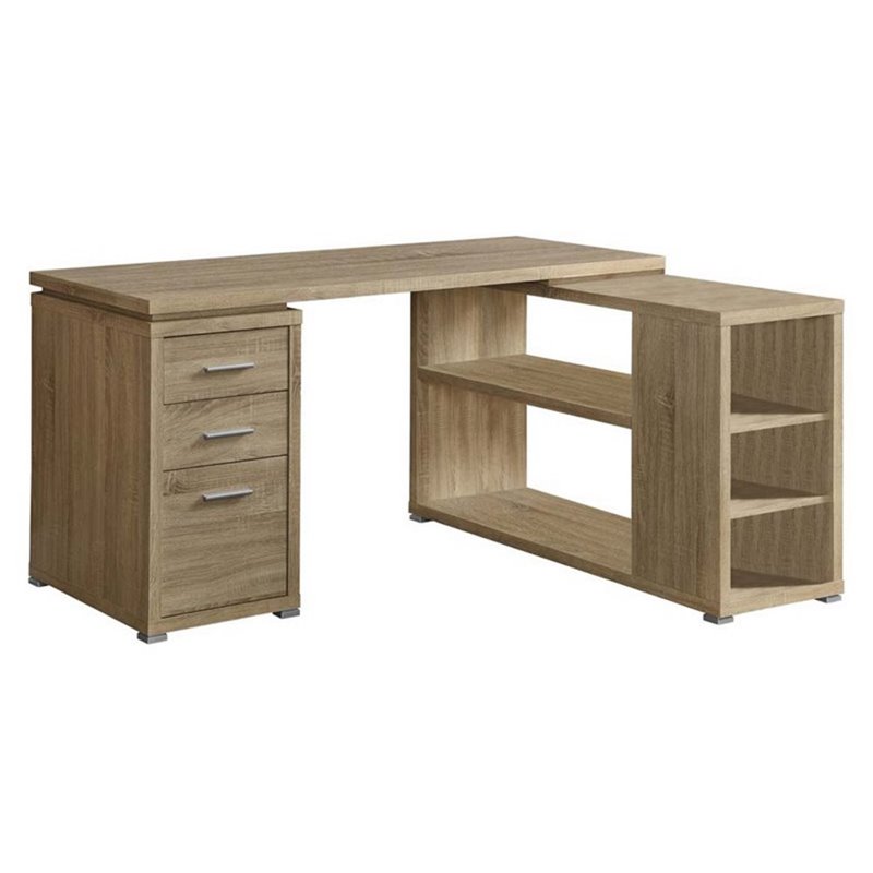 Bowery Hill Adjustable L Shaped Computer Desk in Natural BH1463970