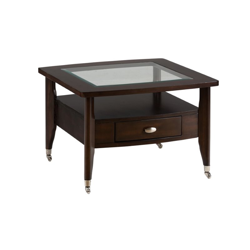 Bowery Hill Square Coffee Table With Chrome Casters In Merlot Bh Bowery Hill Square Coffee Table With Chrome Casters In Merlot