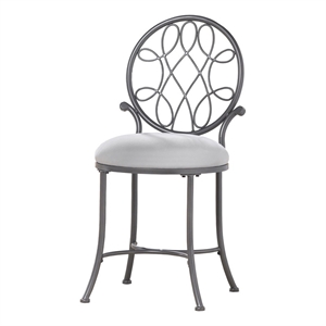 Bowery Hill 19'' Traditional Metal/Fabric Vanity Stool in Gray