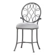 Bowery Hill 19'' Traditional Metal/Fabric Vanity Stool in Gray