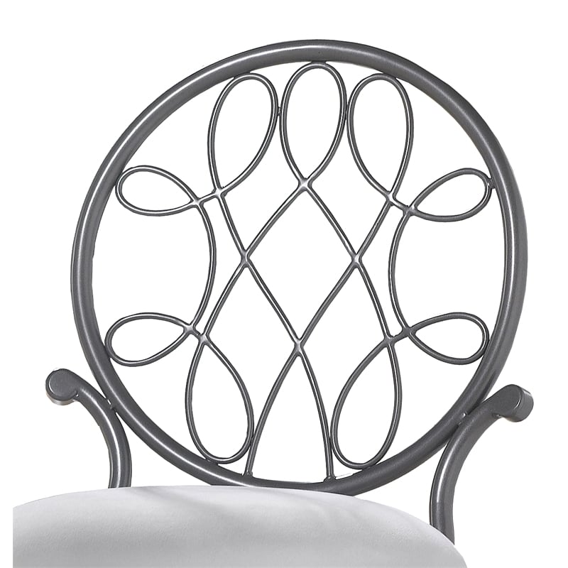 Bowery Hill 19'' Traditional Metal/Fabric Vanity Stool in Gray