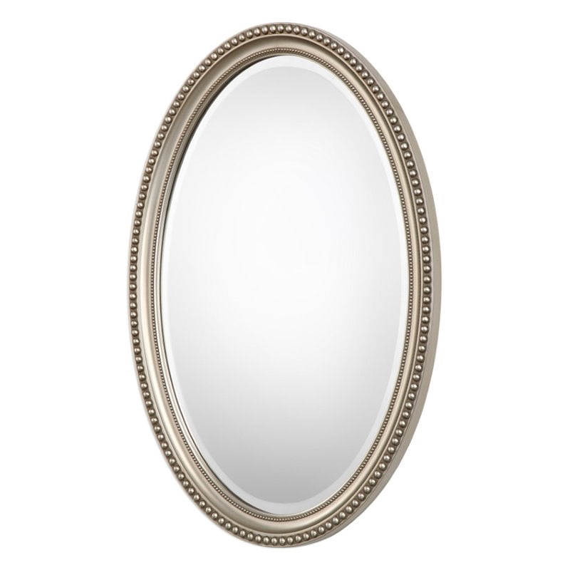 Bowery Hill Polystyrene Metallic Silver Mirror Oval 32