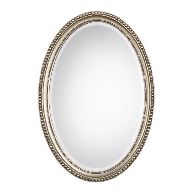Bowery Hill Polystyrene Metallic Silver Mirror Oval 32