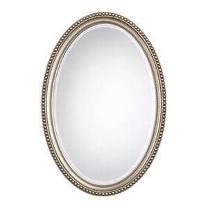 bowery hill elnora oval mirror in metallic silver