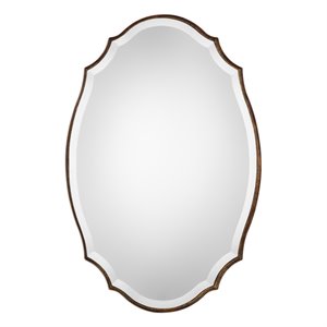 bowery hill taelyn oval shaped mirror in antiqued gold leaf