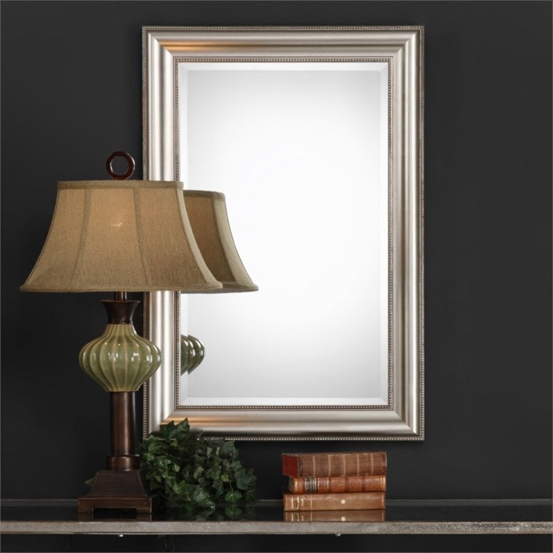 Bowery Hill Quinn Beaded Mirror in Silver